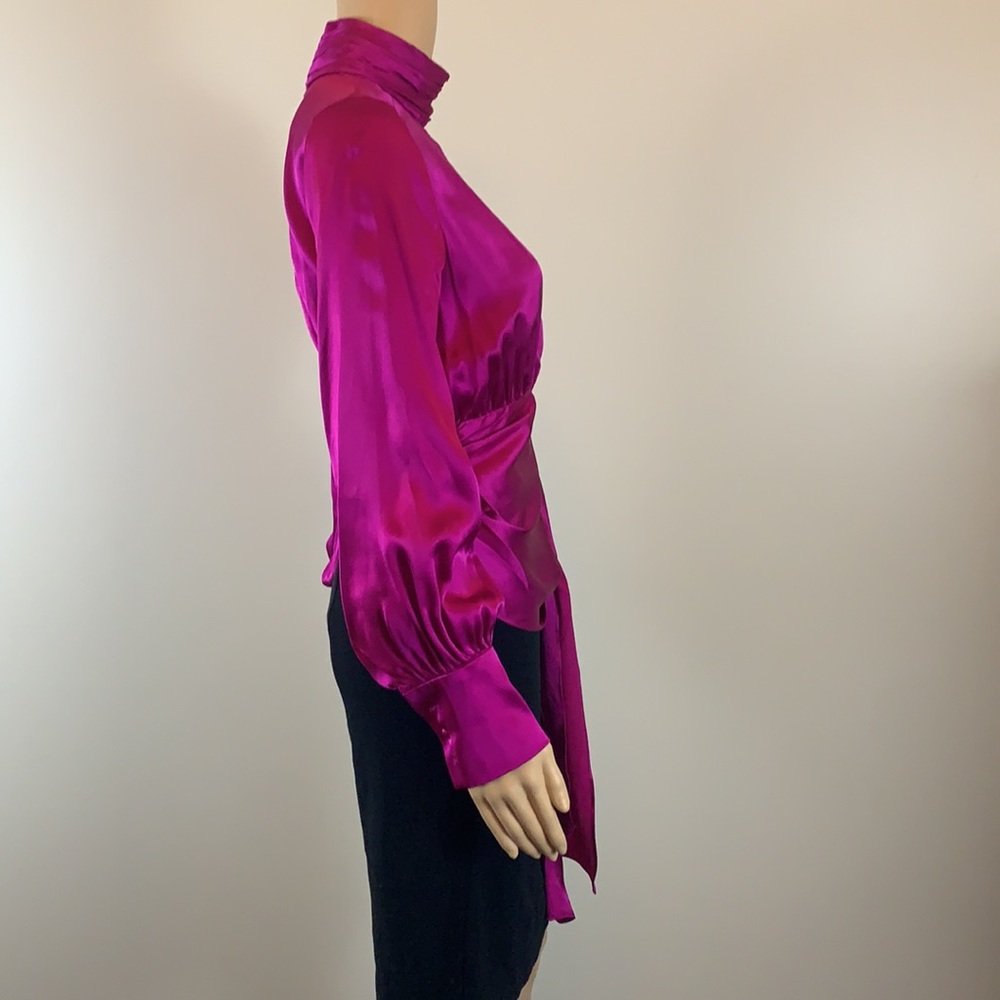 Cinq a Sept Jacqueline fuchsia silk blouse XS NWT - Picture 5 of 7